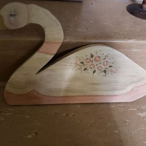 Tole or folk painted swan, pink/peach